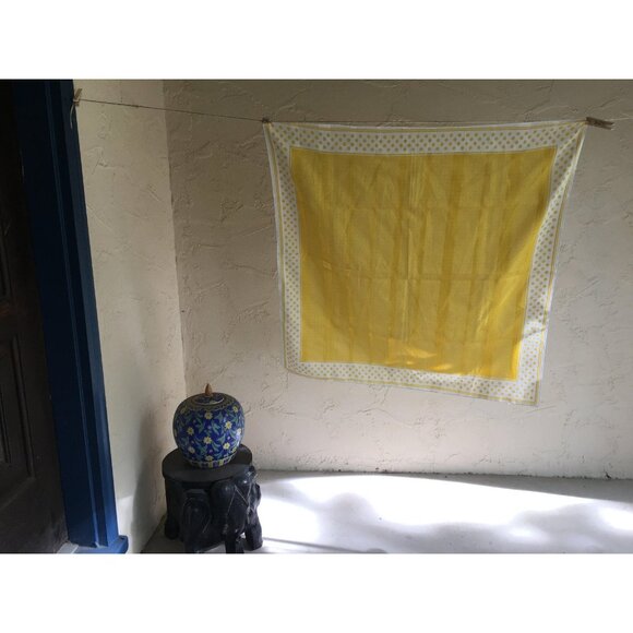 Vintage Yellow White Polka Dot Scarf Retro Accessory - Picture 5 of 5